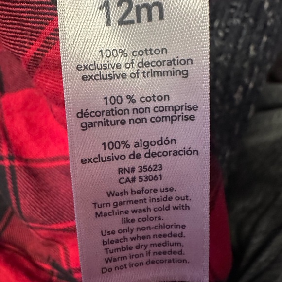 Carter’s 12M Red Buffalo Plaid Holiday Dress - Picture 3 of 3